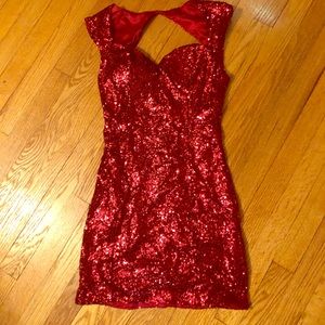 Red sequin Guess dress
